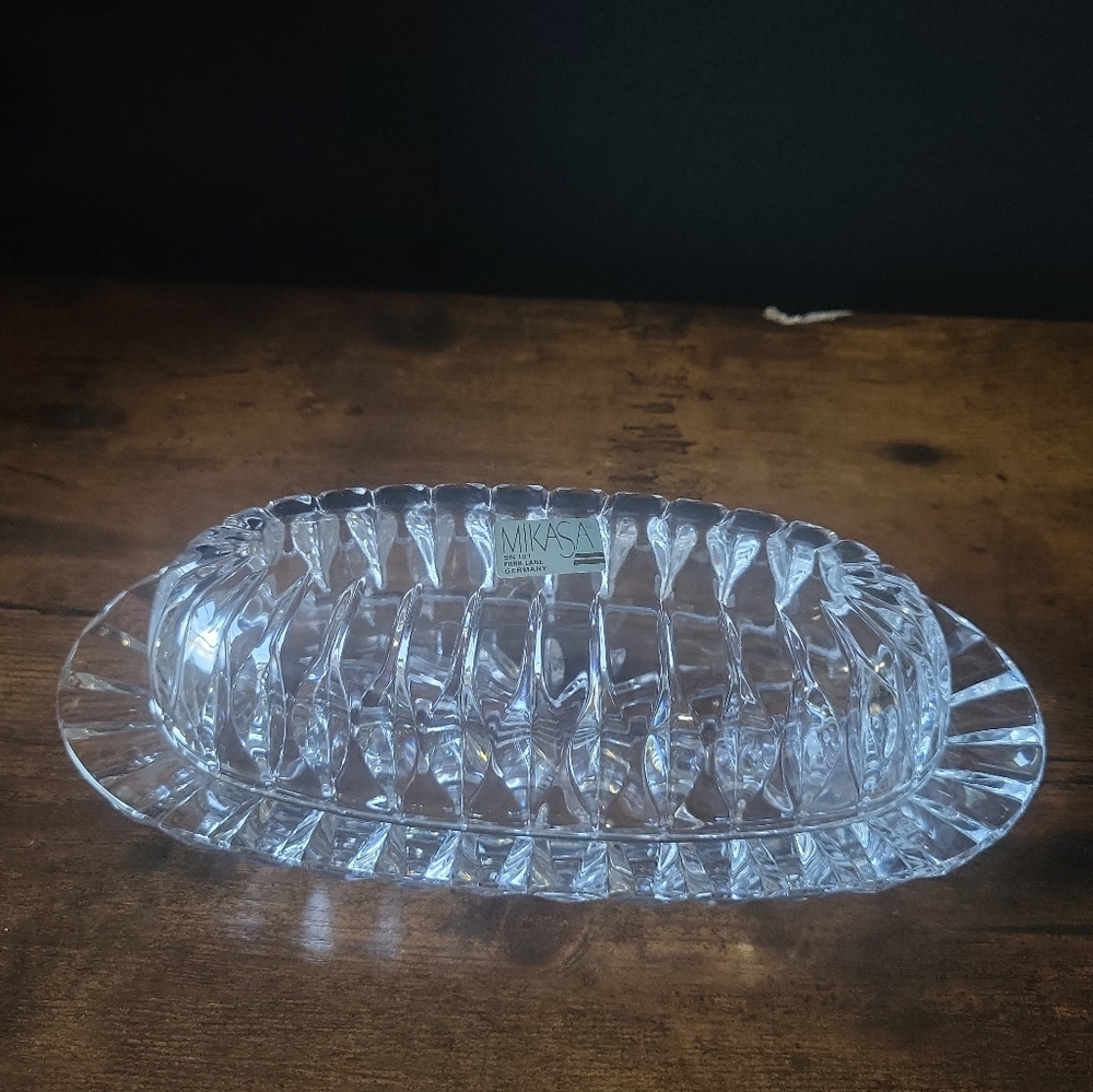 Vintage Mikasa Lead Crystal Butter Dish
